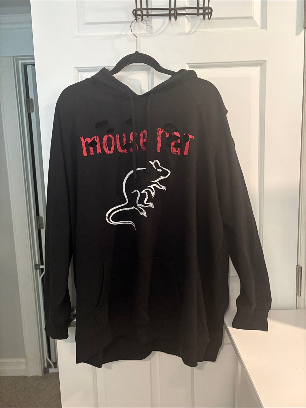 torrid parks and rec Black Hoodie with Red "mouse rat" Graphic